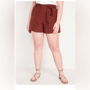 Old Navy High Waisted soft Linen blend paper bag workwear shorts